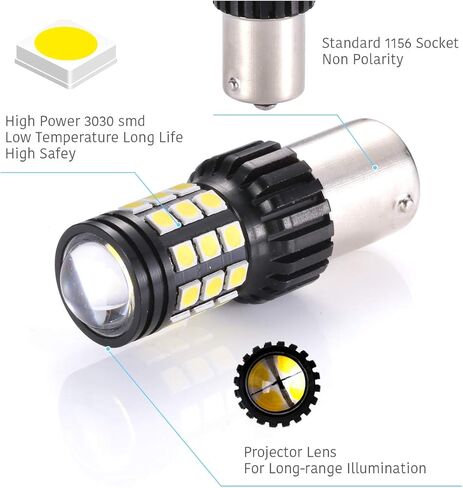 LUYED 2 قطعة 7443 3030 31-smd LED لمبات، زينون أبيض، 12 فولت - 24 فولت، يناسب 7440A 7440NA 7440 7440SV 7443NA 7441 7443 7443R WY21W W21/5W W21W، سهل التركيب in Kuwait
