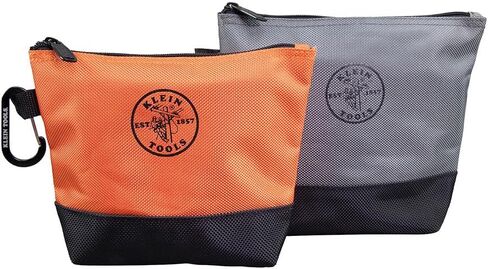 Klein Tools 55470 Utility Bag, Stand-Up Zipper Tool Bags, Tough 1680d Ballistic Weave, Reinforced Bottoms, Orange/Black, Gray/Black, 2-Pack in Saudi Arabia