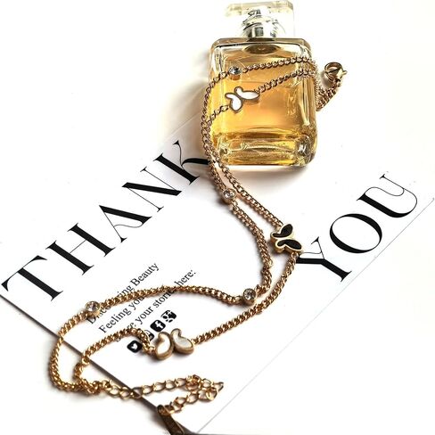 Ankle Bracelets for Women, 18K Gold Butterfly Cuban Herringbone Tennis Anklets Sets for Women, Foot Jewelry Gift in Saudi Arabia