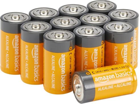 Amazon Basics C Cell Alkaline All-Purpose Batteries, 1.5 Volt, Long-Lasting Reliable Power, 5-Year Shelf Life, 12-Pack in Kuwait