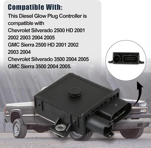 وحدة تحكم وحدة قابس توهج الديزل 68013182AA متوافقة مع شيفروليه سيلفرادو 2500 HD 2001-2004، سيلفرادو 3500 2004-2005، جي إم سي سييرا 2500 HD 2001-2004، سييرا 3500&RY-1556 2004-2005 in Kuwait
