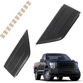 munirater 2Pcs Front Bumper Guard Insert Pad End Cap Cover Plastic Black Replacement for 2021 2022 2023 F150 ML3Z-17E810-AA ML3Z-17E811-AA