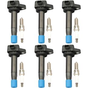 IRONTEK 6PCs Ignition Coil UF603 with 6 Spark Plugs Fit for 2008-12 for Honda Accord, 2010-11 Accord Crosstour, 2012 Crosstour, 2008-17 Odyssey; 2009-12 for Acura RL, 2009-14 TL, 2010-14 TSX