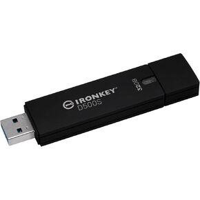 Kingston Ironkey D500S 16GB Encrypted Flash Drive | Dual Hidden Partition | FIPS 140-3 Level 3 | XTS-AES 256-bit | BadUSB and Brute Force Protection | Multi-Pin Option | IKD500S/16GB,Black in Kuwait