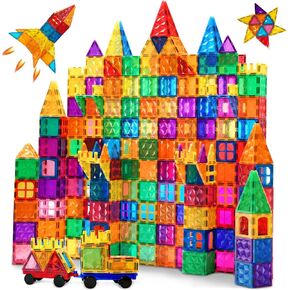 AFUNX Magnetic Tiles, 116PCS Magnet Building Blocks, 3D Diamond Magnetic Blocks, Construction Stem Toys for Kids, Educational Toys for Boys Girls Ages 3 4 5 6 7 8 (116 PCS)