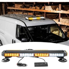 Wsays 27" 54 LED Roof Top Beacon Emergency Strobe Hazard Warning Flashing Amber/White With Digital Display Controller Light Bar Compatible with All Model of Off-Road, Trucks, SUVs, Pickup, Vehicles