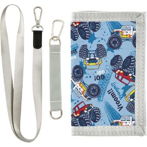 Blue Monster Truck Kids Wallets for Boys Girls Ages 6-18,Trifold Kids with Zippered Coin Pocket,Boys Wallets Christmas Gift