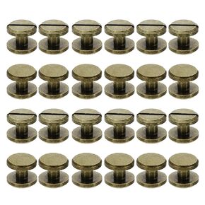 PATIKIL M4x4mm Chicago Screws, 25 Sets Brass Chicago Screw Slotted Binding Post Screw Rivets for Leather Belt Scrapbook Photo Albums, Bronze