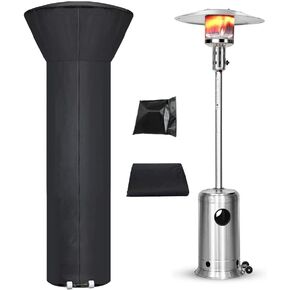 Patio Heater Covers with Zipper and Storage Bag,Outdoor Heater Covers Waterproof-Heavy Duty 420D Polyester Fabric for Standing Heater，Black (Pyramid)