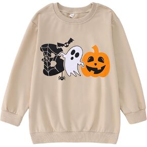 Ritatte Boys Girls Halloween Sweatshirt Kids Spooky Boo Pullover Funny Pumpkin Ghost Long Sleeve Shirt Fall Tops 7-12T