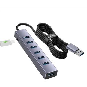Getatek USB 3.0 Hub, 8-in-1 USB C Hub, with 6 USB 3.0 Port, 5V Extra Power, Gigabit Ethernet Port, USB C Expander for Laptop, Xbox, Flash Drive, HDD, Console, Printer, Camera,Keyborad, Mouse