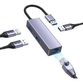 Getatek USB 3.0 Hub, 8-in-1 USB C Hub, with 6 USB 3.0 Port, 5V Extra Power, Gigabit Ethernet Port, USB C Expander for Laptop, Xbox, Flash Drive, HDD, Console, Printer, Camera,Keyborad, Mouse