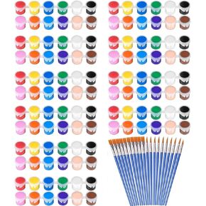 145 Pcs Mini Acrylic Paint Set for Kids, 12 Colors Washable Acrylic Paint Strip with 5 Paint Tray for Kids&Adults Craft Paint, with Lids Craft Mini Paint Strips - Perfect for Home Birthday Classroom Party Favors