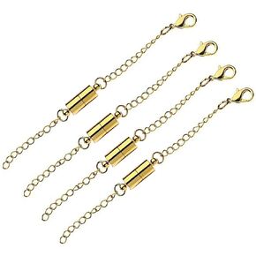 Mizeer Magnetic Necklace Extenders, Magnetic Necklace Clasps with Extender Chains