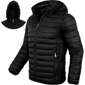 Men's Lightweight Puffer Jacket Down Packable Jacket Winter Coat with Hood