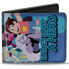 Buckle-Down Warner Bros. Animation Wallet, Bifold, Steven Universe Ladies Love a Hero Group Pose Blues, Vegan Leather