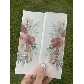 Puremigo 50 Pack Pre-Folded Vellum Jackets for 5x7 Invitations - White Flower - 115GSM Vellum Paper 5x7 Jackets - Vellum Wedding Invitations Wraps - Transparent Wedding Invitations Jacket
