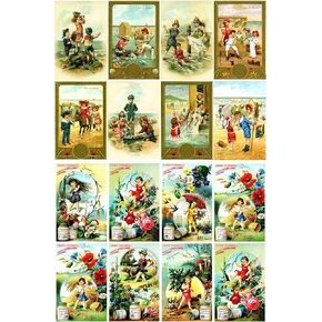 Decoupage Paper Pack (35 Sheets 6"x8") Sweet Christmas Fairies with Deer in Snowy Villages FLONZ Vintage Illustration Pictures Cards for Decoupage, Craft and Scrapbooking