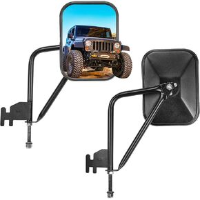 JOYTUTUS Upgraded Mirrors Doors Off for Wrangler JK JKU JL JLU & Gladiator JT 2007-2024, No Vibrate & Wobble Wide Side Mirrors, Easy-Install Doorless Quick Release Mirror for Safe Doors Off Driving