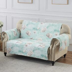 غطاء منزلق ذو وجهين على شكل Ocean - واقي الأثاث - مقعد محبب - تركواز in Kuwait