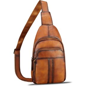 Genuine Leather Silng Bag for Women and Men Real Leather Sling Backpack Purse Chest Crossbody Bag