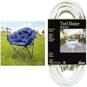 MacSports Padded Cushion Outdoor Folding Lounge Chair + GCI Outdoor Pod Rocker Collapsible Rocking Chair