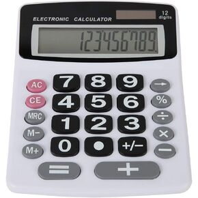 Lily' Home Jumbo 12 Digit with Solar Power, Large LCD Display - Desktop Calculator, Dual Power, Large Button Design, Battery Operation, Easy-to-Read Tilted, for Home, Office, School, Class & Business