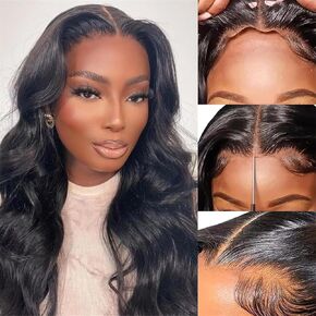 Loose Deep Wave Lace Front Wigs Human Hair For Black Women Human Hair Wavy Wigs 4X4 HD Lace Front Wigs 180% Density Brazilian Glueless Wigs Human Hair Pre Plucked with Baby Hair 10 Inch