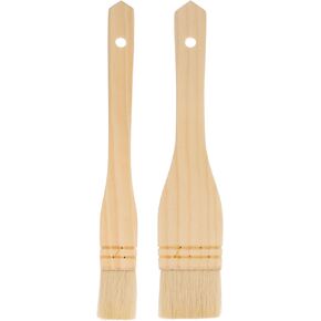 uxcell 2 Pcs 2 Size Flat-Hake Brushes, Artist Painting Brushes Paint Brush Sheep Hair Brushes Set for Watercolor, Pottery Painting