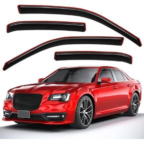 Lightronic WV194432 in-Channel Side Window Deflectors & Visors Vent Rain Guards, Dark Smoke, 4-Pieces Set, Fits 2011-2023 Chrysler 300