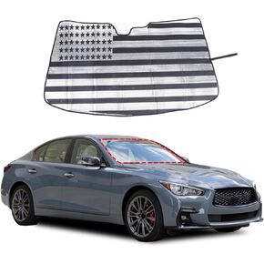 Windshield Sun Shade Compatible with 2014-2021 Infiniti Q50 Sedan, Front Window Sun Visor Protector, Foldable Car Reflective Blocker UV Rays and Heat (US Flag Style)