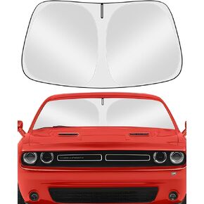 Custom Fit Windshield Sun Shade for Dodge Challenger 2015-2023, Foldable, Easy to Install & Store, Full Coverage, 210T Reflective Fabric, Blocks 99% of UV Rays