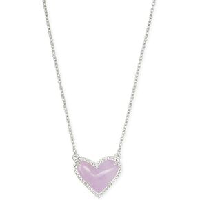 Kendra Scott Ari Heart Short Pendant Necklace Gold Iridescent Frosted Glass One Size