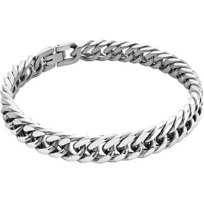 سوار سلسلة كوبية للرجال والنساء، عرض 5 مم/7 مم/9 مم/13 مم، أسود/ذهب عيار 18 قيراط/أساور سلسلة من الفولاذ المقاوم للصدأ، صندوق هدايا طوله 7.5 بوصة/8.3 بوصة/9 بوصة in Kuwait