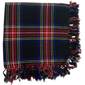 AAR Kilt Fly Plaid Acrylic Wool Scarf Rolled Fringe Shawl