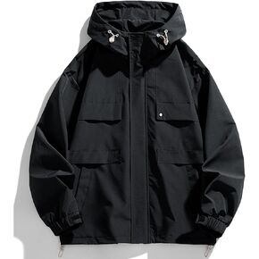 FoxQ Mens Jacket Casual Lightweight Hooded Windbreaker softshell Easy-Care Zip-Up Versatile Outdoor Comfort Activities Coat
