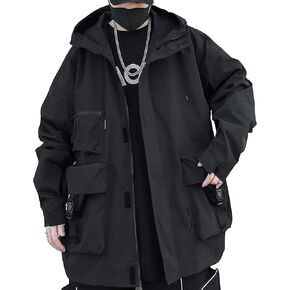 XYXIONGMAO Casual Techwear Zipper Tactical Gothic Clothes Jacket Windbreaker Streetwear Jackets Hooded for Men