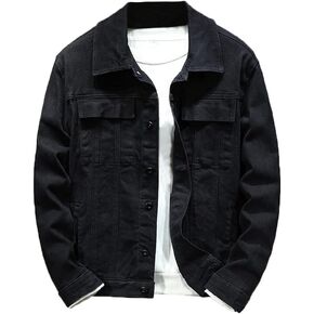 Men's Regular Fit Denim Jacket Casual Button Down Washed Long Sleeve Jean Trucker Jacket