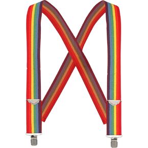 Welch Casual Novelty Suspender for Men and Women, Adjustable Straps, X-Back, Silver Metal