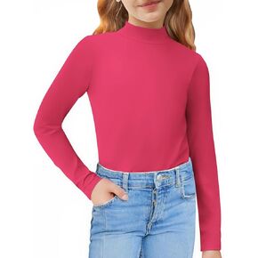 Arshiner Girls Long Sleeve Mock Turtleneck Shirts Slim Fit Casual Base Layer Top Tee
