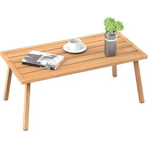 C-Hopetree Small Metal Outdoor Coffee Side Table for Outside Patio, Rectangle, Black