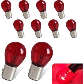 Pack-10 Car 1157 Brake Light Bulb, P21/5W BAY15D Dual Contact High and Low Leg Energy Saving Halogen Lamp Replacement, Shock-resistant Anti-glare Light Bulb, Universal for Car Trucks (White)