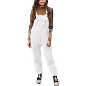 Girls Winter Warm Fleece Adjustable straps Jumpsuits Casual Loose Overalls with Pockets 5-14 Years