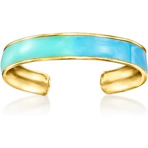 RS Pure by Ross-Simons Blue and Turquoise Enamel Toe Ring in 14kt Yellow Gold