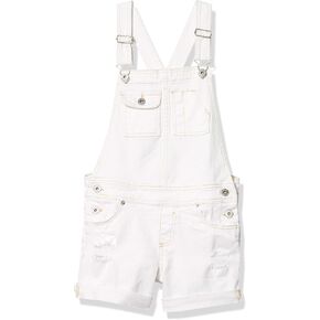 Lucky Brand Girls' Stretch Denim Shortalls, Short Jean Overalls with Adjustable Straps & Pockets