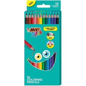 BIC Kids Coloring Pencils, 0.7 Mm, Hb2 (#2), Assorted Lead, Assorted Barrel Colors, 12/Pack