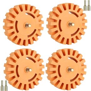 4Pack Decal Remover Eraser Wheel Tool Kit, 4inch Adhesive Remover Wheel with Drill Adapter, Adhesive Remover for Removing Pinstripes, Stickers, Vinyl Decals from Cars, Rvs, Boats, Motorcycles