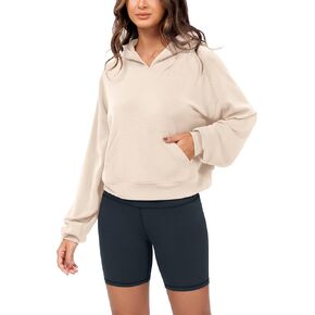 ODODOS Modal Soft Long Sleeve Cropped Hoodie for Women Oversized Pullover Sweatshirts with Pocket