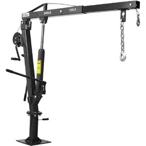 Pickup Truck Crane with Hand Winch,2000 LBS Capacity,360° Swivel Truck Jib Engine Hoist Crane,Folding Electric Winch Truck-Mounted Bed Crane in Construction, Forestry, Factory (Yellow)