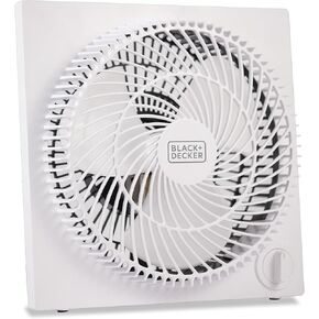 Black + Decker Portable 9 Inch Box Fan, 3 Speed Settings & Self Standing,White